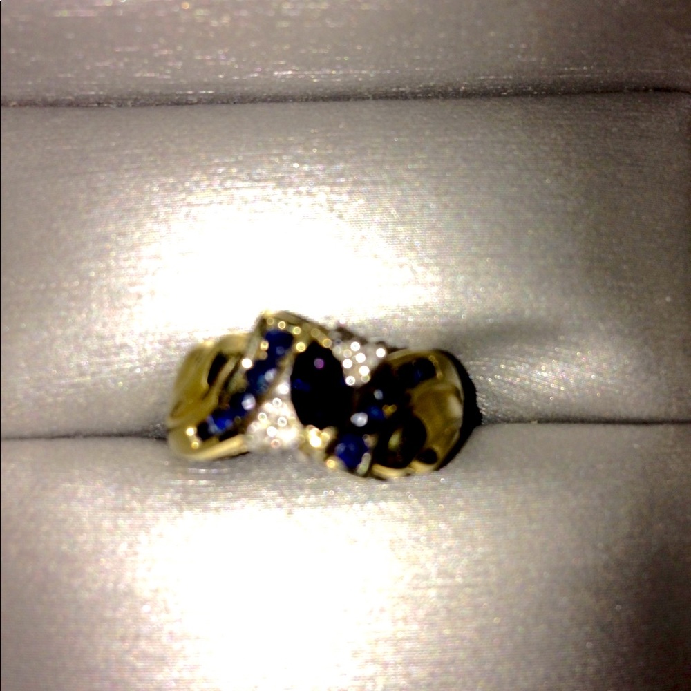 Gold Sapphire Diamond Ring